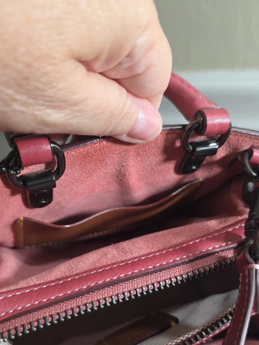 Coach Pink Upwoven Mini Satchel with Leather Trim
